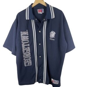 Vintage 90's Blue Sewn Georgetown Hoyas NCAA Jersey Shirt XXL RARE J PLUS Knit